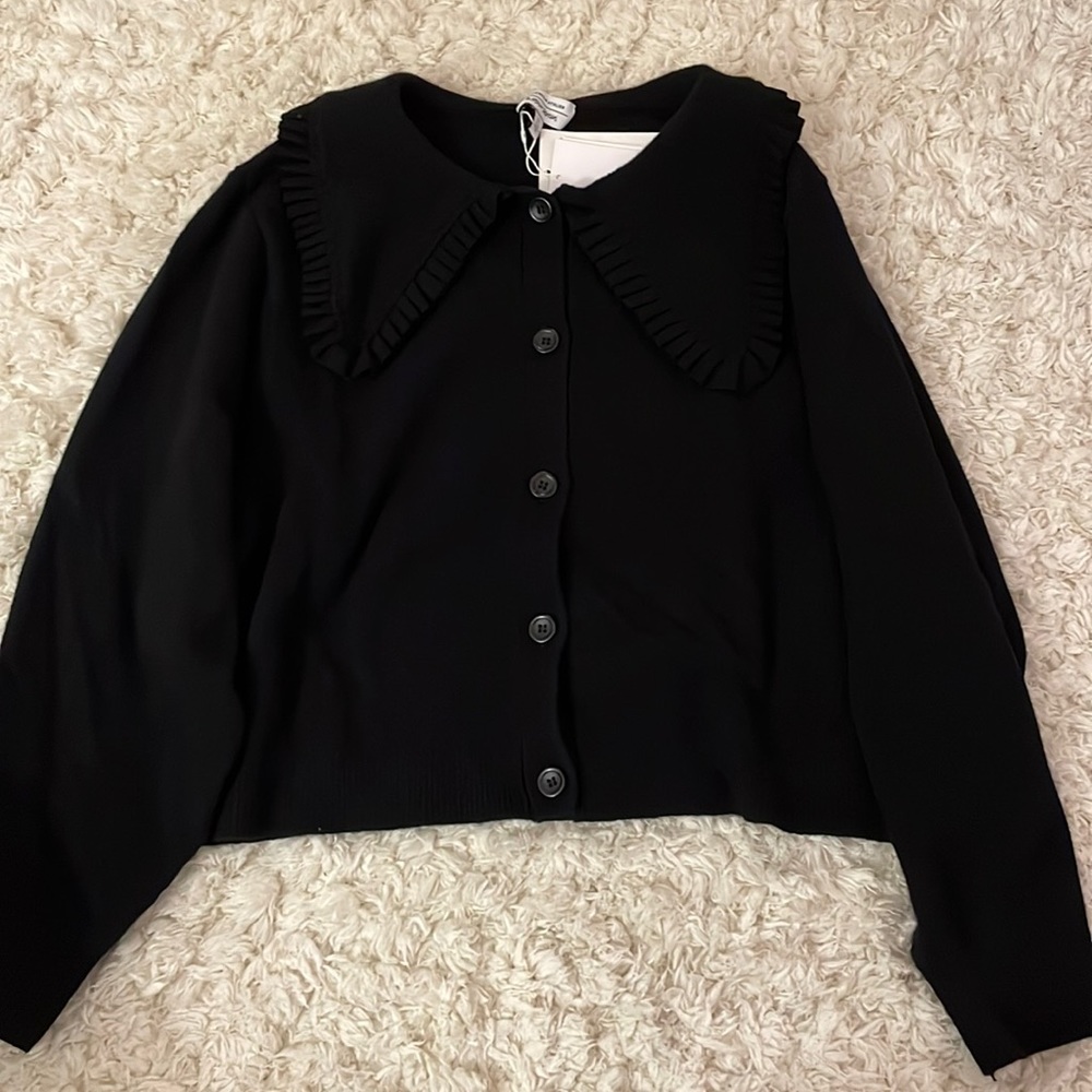 & Other Stories black collar cardigan sweater sz S NWT